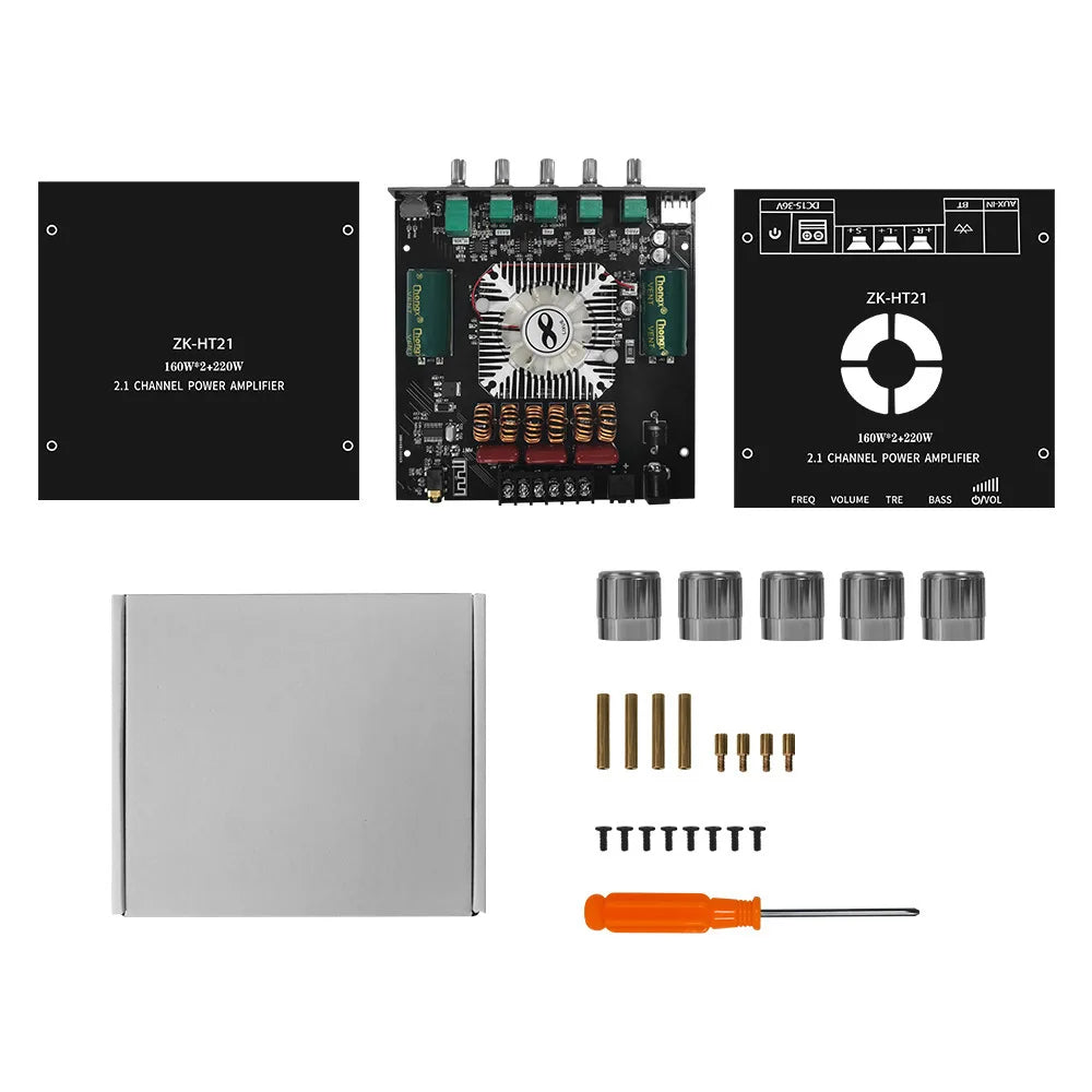 KTX-517331 2.1 Channel Bluetooth Digital Power Amplifier Module for Heavy Bass Subwoofers, Model ZK-HT21, TDA7498E Chipset