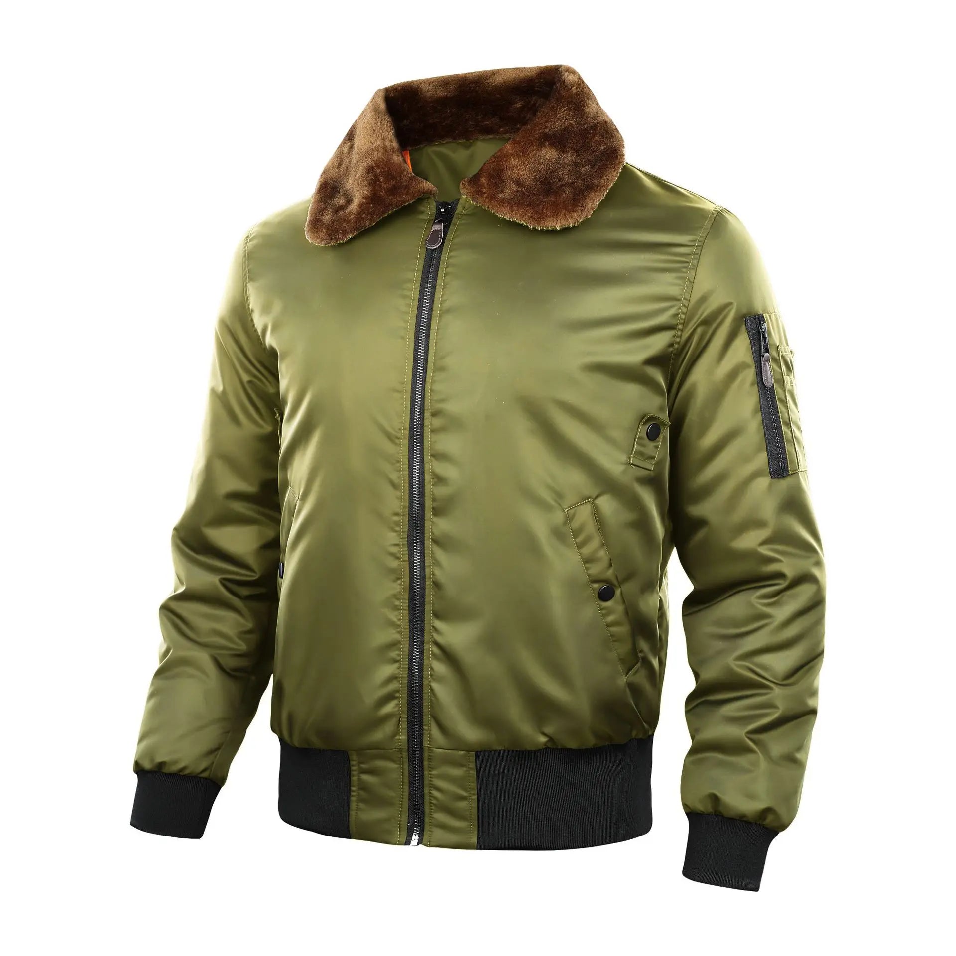 KTX-308755 Men's Retro American Flight Suit Jacket Winter Wool Collar Cotton Blouson Casual Style Zipper Closure Canvas Finished Product