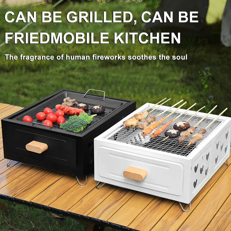 KTX-942675 Durable Square Charcoal Grill for Outdoor Camping and Beach Picnics