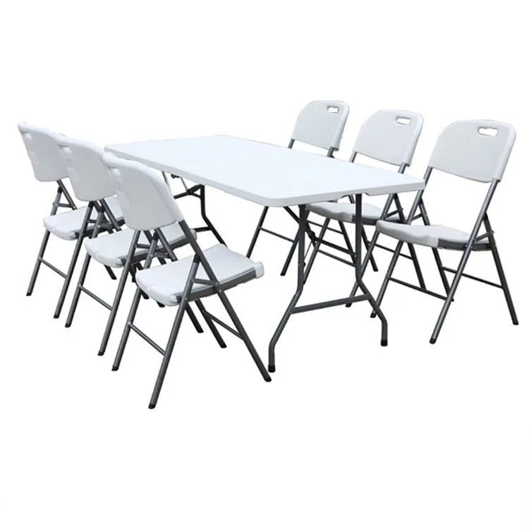 KTX-792851 6ft Rectangular Plastic Foldable Outdoor Table for Camping, BBQ, and Picnics