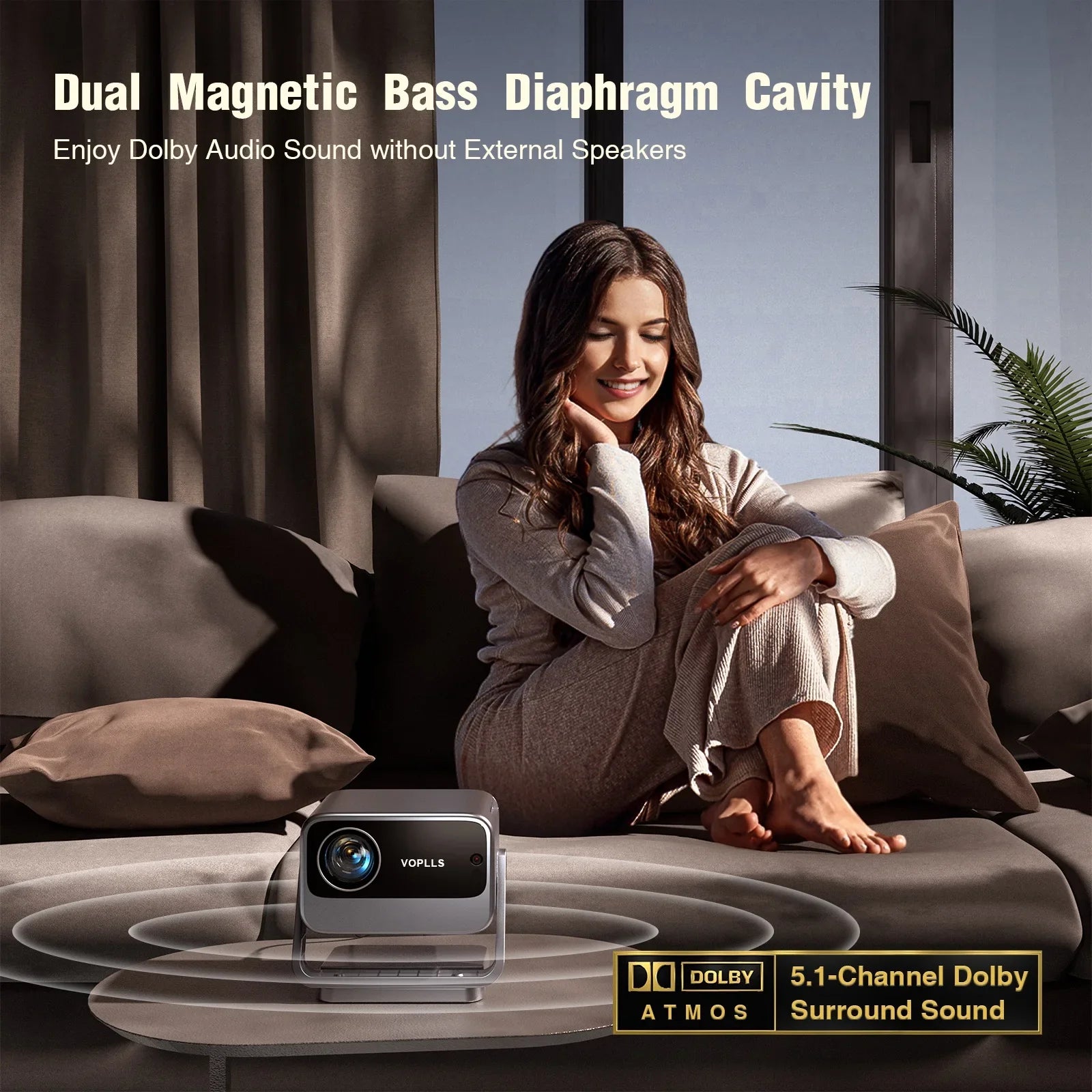 KTX-384467 1080p Full HD Pico Projector with Smart LED LCD Technology for Home Theatre and Education, Supports WiFi and 3D