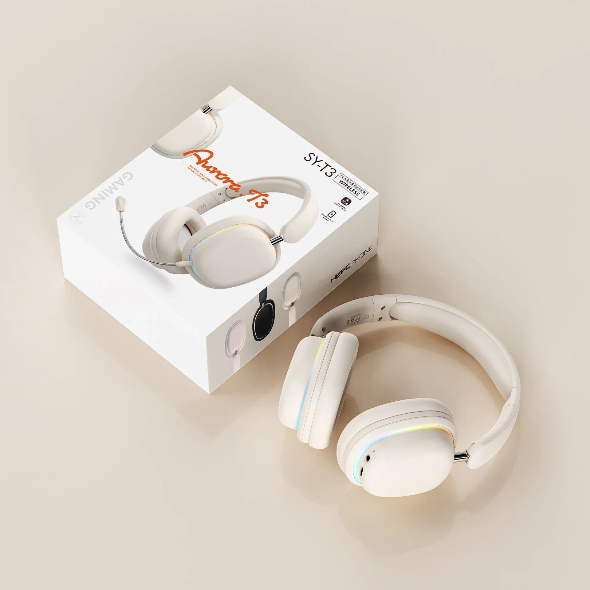 KTX-331923 Wireless Foldable Headphones with Rotatable Mic and BT 5.3 Stereo Earphones