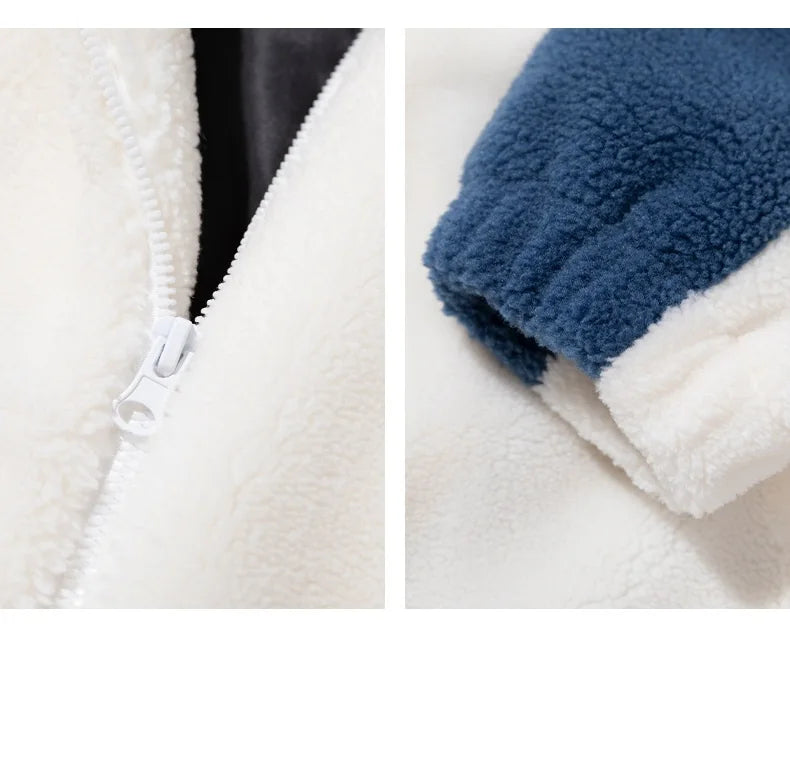 KTX-538131 Men's Lamb Fleece and Thick Cotton Stand Collar Puffer Jacket Winter Clothing for Men Finished Product Clothing