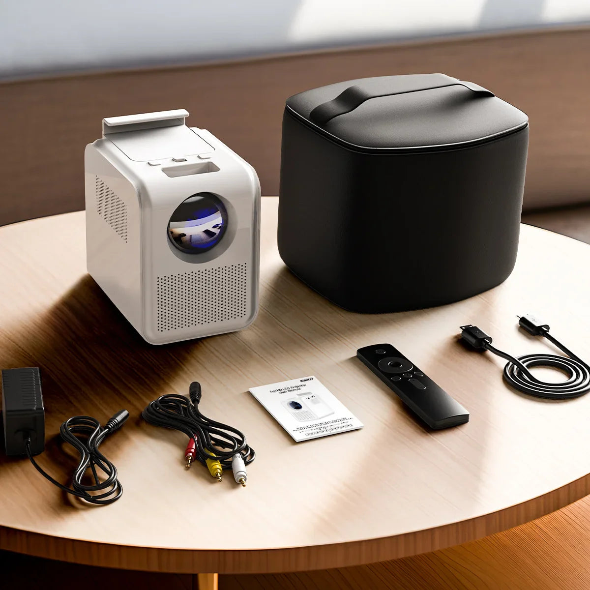 KTX-646611 Portable 4K Projector with Built-in Battery for Home, Office, and Outdoor Use, 3D & HD Compatible