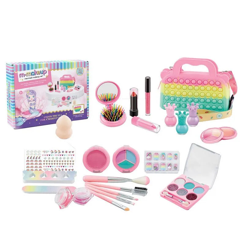 KTX-326995 Kids Cosmetic Makeup Set with Nail Accessories for Dress-Up Play - Ages 2 to 14