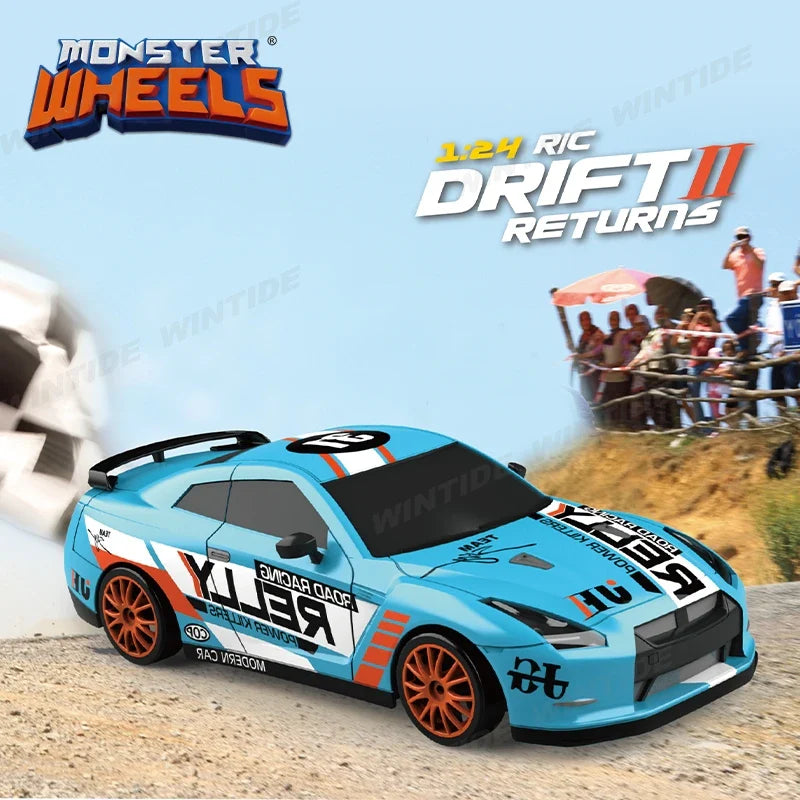 KTX-886355 1:24 Scale Remote Control Drifting Car with LED Lights - Electric 4WD Model for Kids and Beginners, Indoor-Outdoor Use