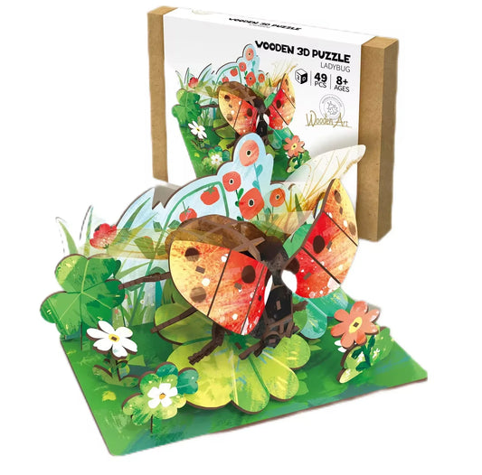 KTX-855891 Wooden 3D Insect Puzzle Set - Butterfly and Bee Models for Kids Educational Fun