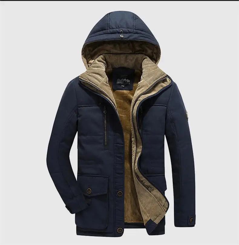 KTX-029651 Men's Jacket Sets Mens Winter Jacket CoatThickened Waterproof Canvas Coat Zipper Closure Windproof Clothing Men's Coats