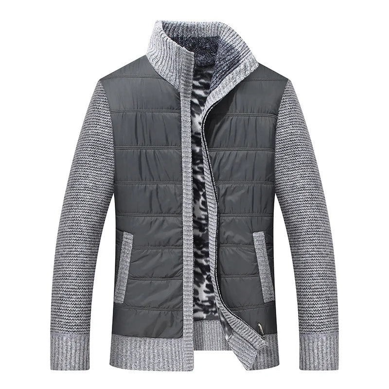 KTX-112147 Men's Customized Sweater Jacket Winter Padded Thickened Jacket Casual Standing Collar Knitted Pullover