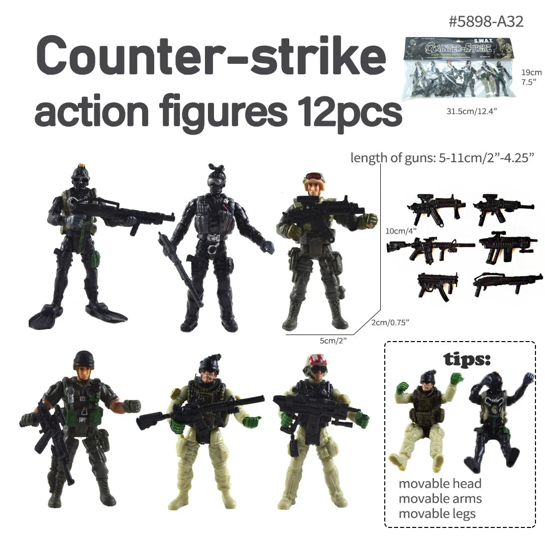 KTX-994323 Moveable Military Action Figure Set with Accessories