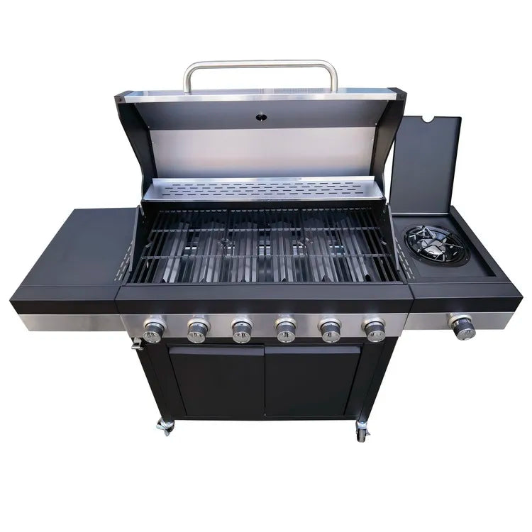 KTX-203667 Extra Large 6 Burner Gas BBQ Grill with Side Burner and Removable Grease Pan