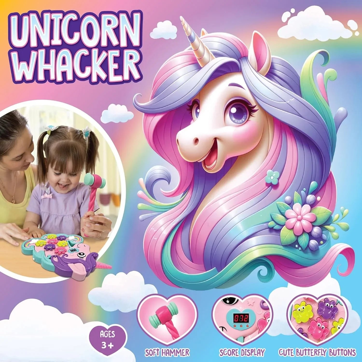 KTX-820819 Interactive Unicorn Hammer Mole Game for Kids Ages 5-13 - Educational Fun and Engagement