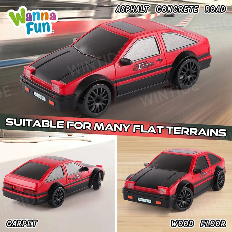 KTX-395987 1:24 Scale High Speed 4WD Drift Racing Toy Car with LED Lights and Remote Control - Kid-Friendly Design