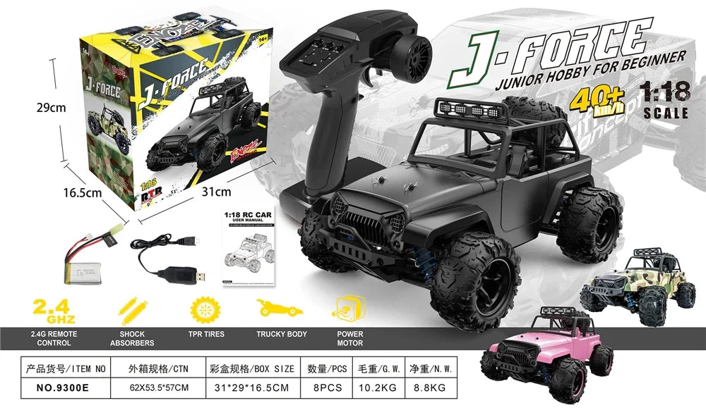 KTX-807315 High-Speed 4WD Off-Road RC Car - Pink Drift Truck, Remote Control, Waterproof, 40 Km/h, 1:18 Scale