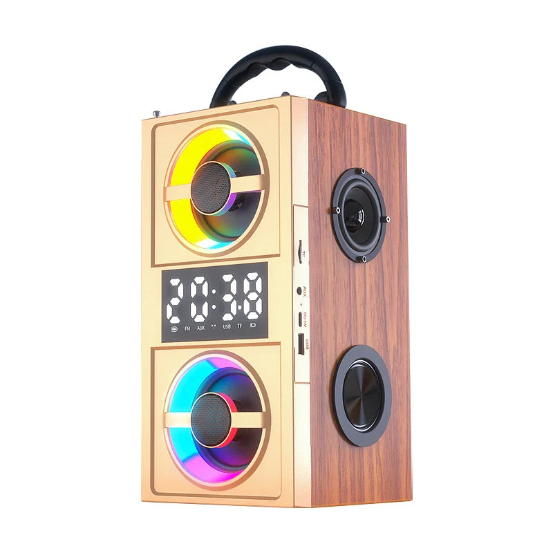 KTX-399763 Wireless Wood Bluetooth Speakers with Stereo Subwoofer for Home Audio and Desktop Use