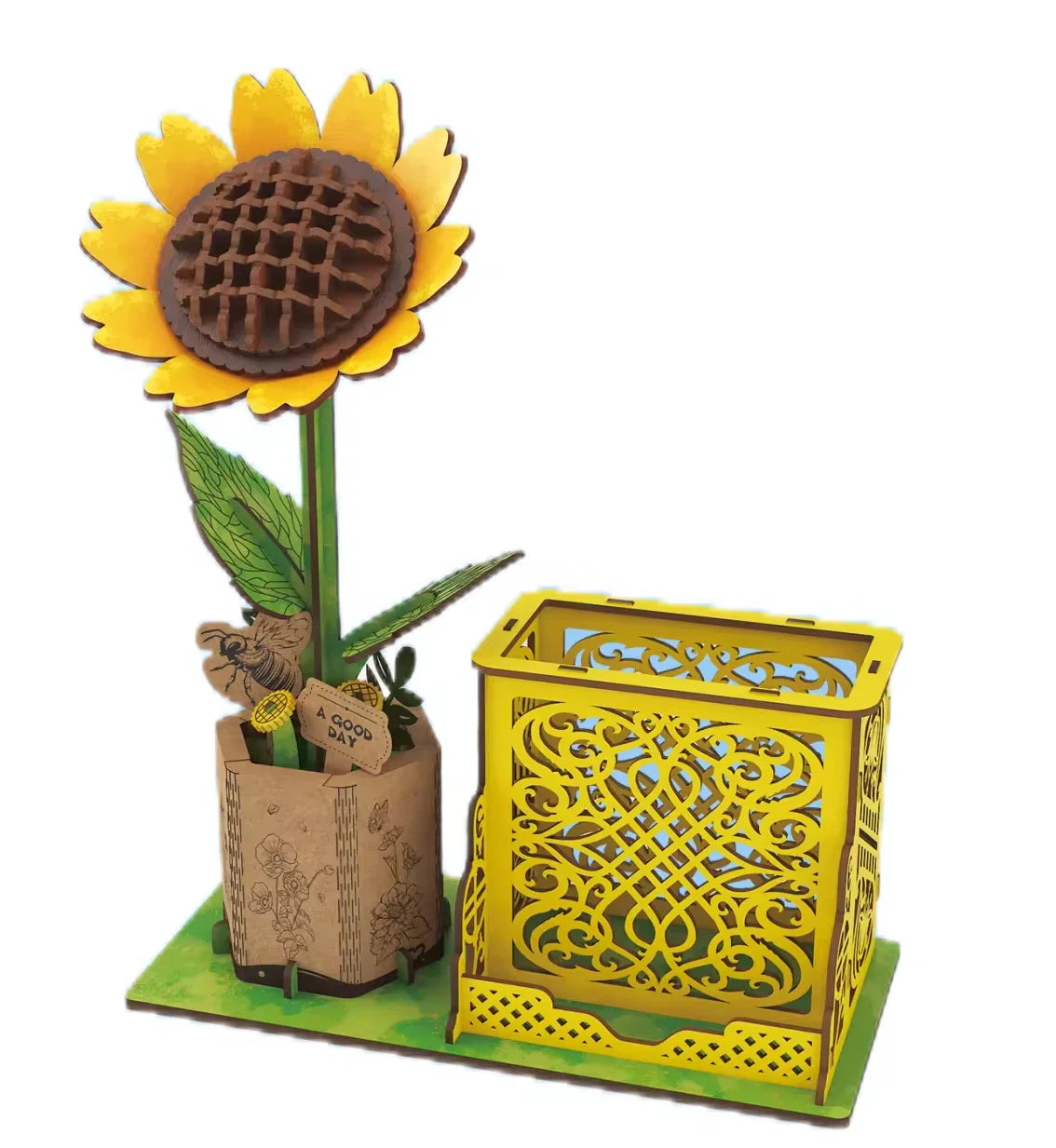 KTX-085267 3D Wooden Jigsaw Puzzle Flower Model Kit - Red Rose Educational Craft for Kids and Adults