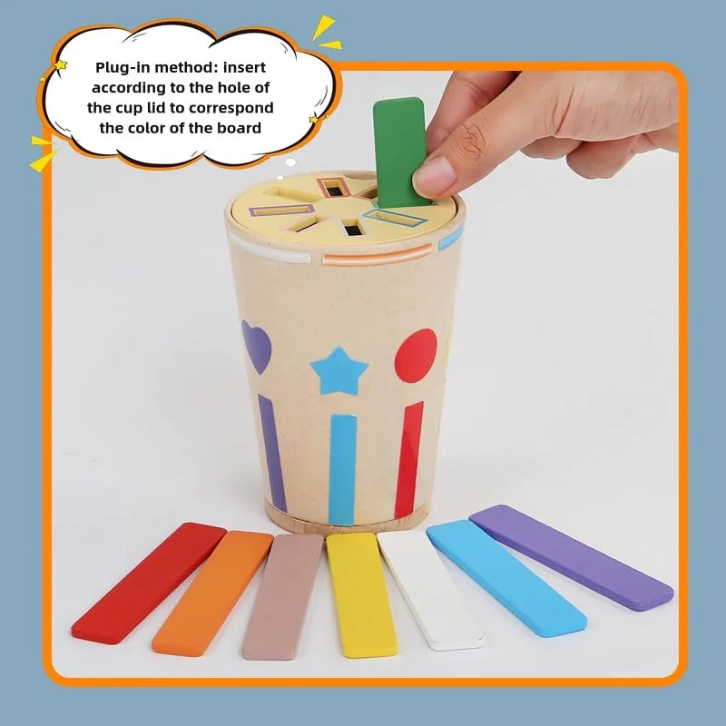 KTX-360531 Montessori Wooden Shape Sorting Educational Toy for Children - Geometric Colour Classification Game