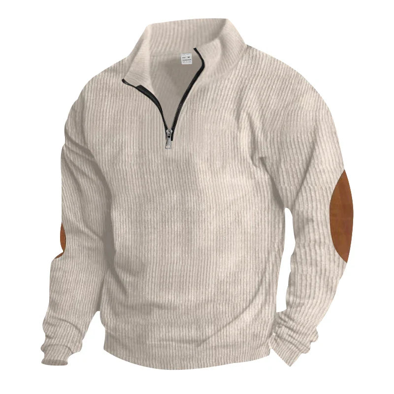 KTX-653395 Men's Corduroy Pullover Sweater Customized Warm Casual Jacket Stand-up Collar Fashion Solid Color Jacket
