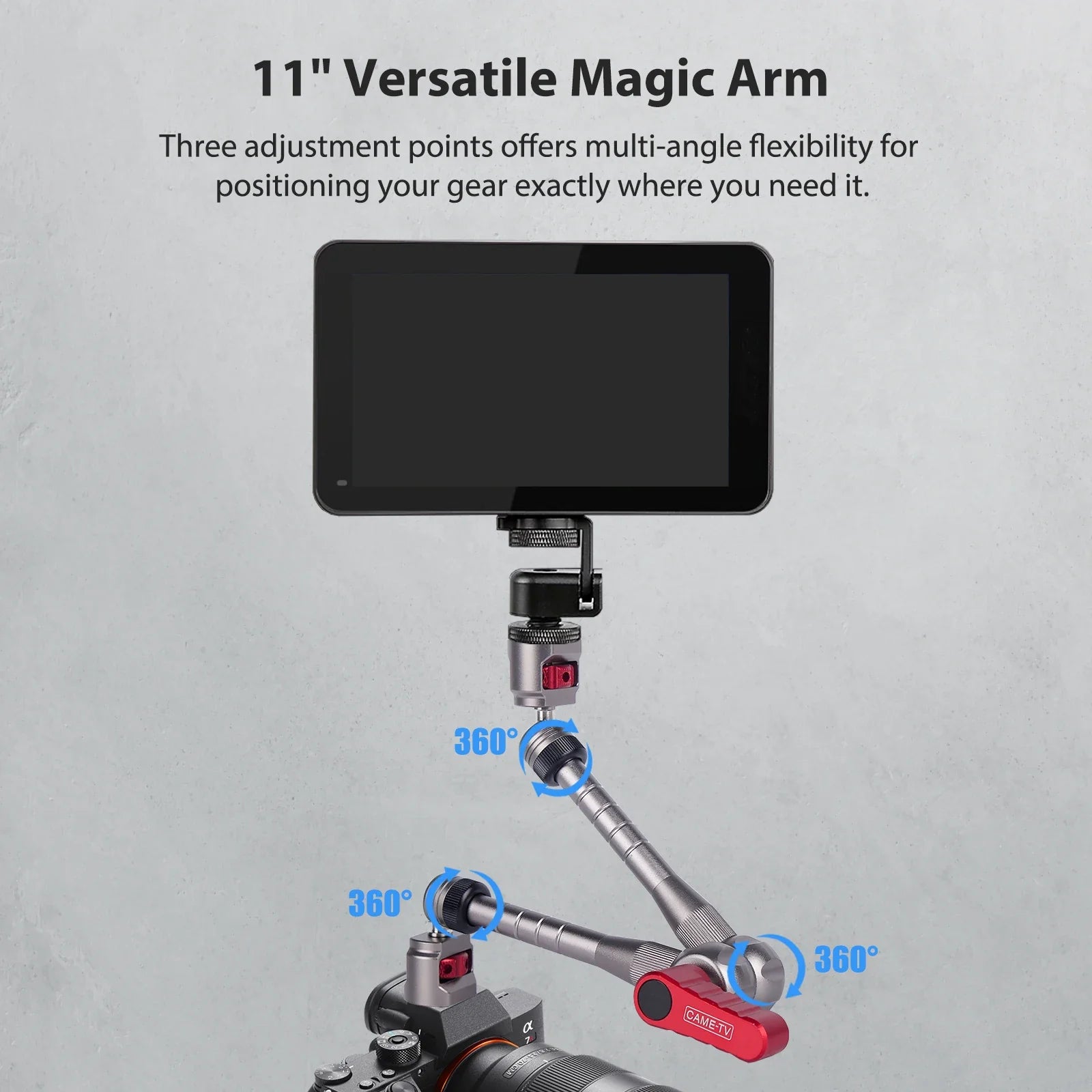 KTX-698643 11" Articulating Magic Arm with 1/4" Screw and Retractable Arri Pin for Action Cameras