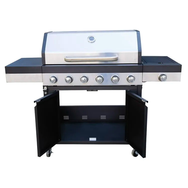 KTX-203667 Extra Large 6 Burner Gas BBQ Grill with Side Burner and Removable Grease Pan