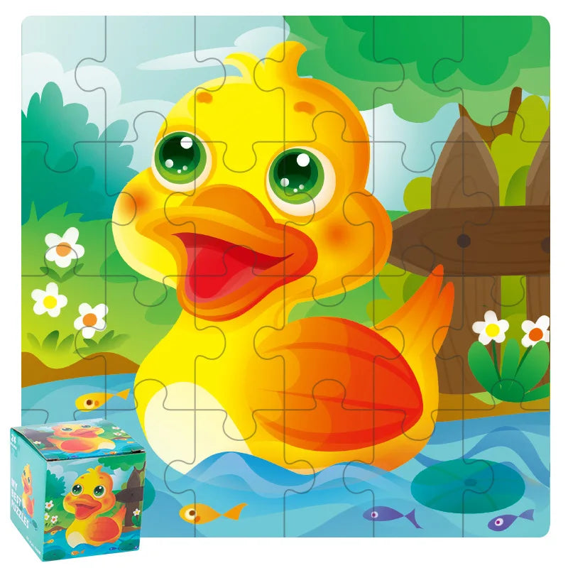KTX-447635 24-Piece Wooden Jigsaw Puzzle for Early Childhood Education – Classic Montessori Toy for Babies, Kids, Boys and Girls
