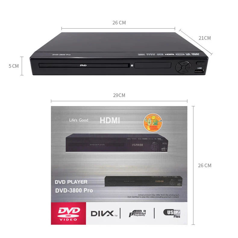 KTX-648915 Compact 10.1-Inch 1080P Mini DVD Player with Remote, AM/FM Radio, and Versatile Compatibility for Home Use