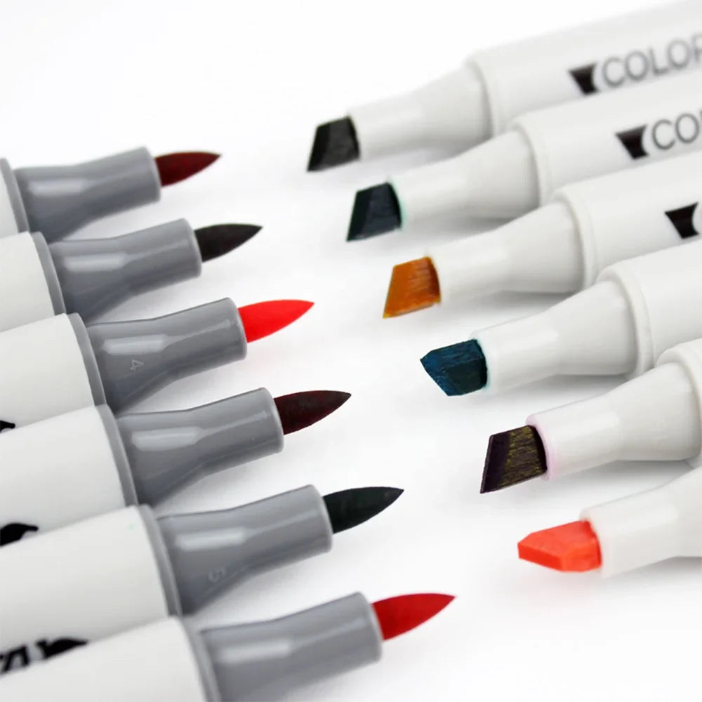 KTX-437267 128-Colour Alcohol-Based Art Marker Set with Dual Tip Pens for Creative Projects
