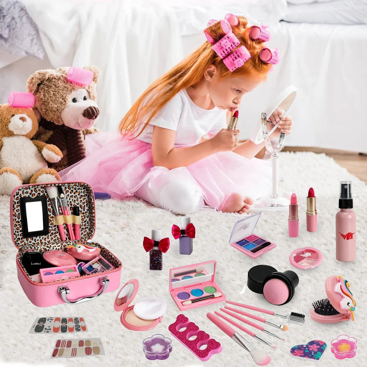 KTX-277267 Kids Washable Makeup Play Set with Mini Makeup Bag for Ages 2-12