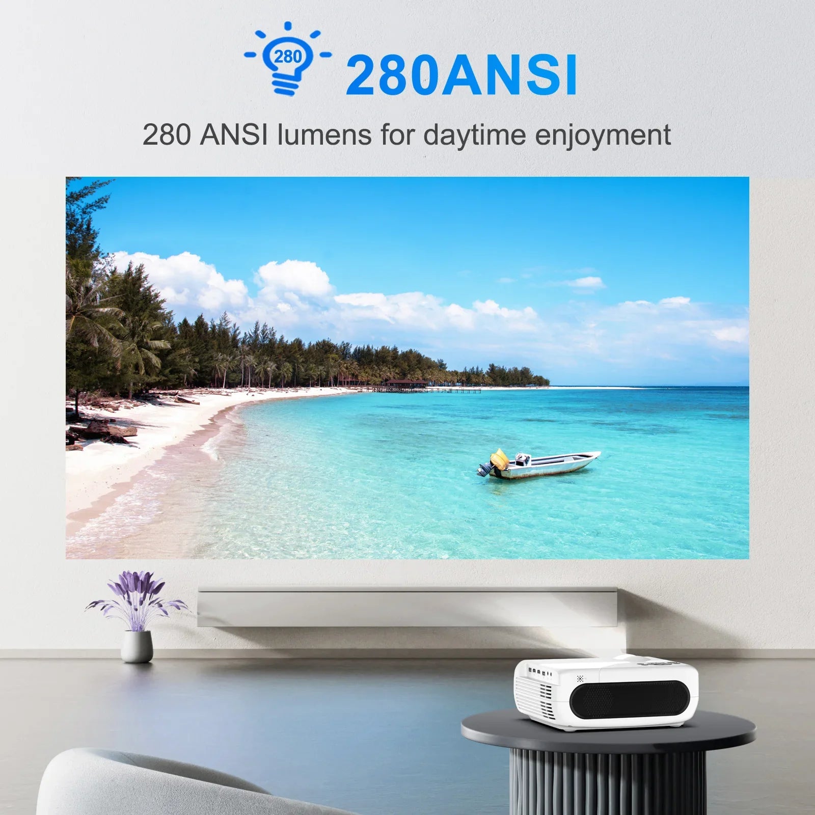 KTX-468115 1080P LCD Projector with 280 ANSI Lumens and WiFi 6 Capability