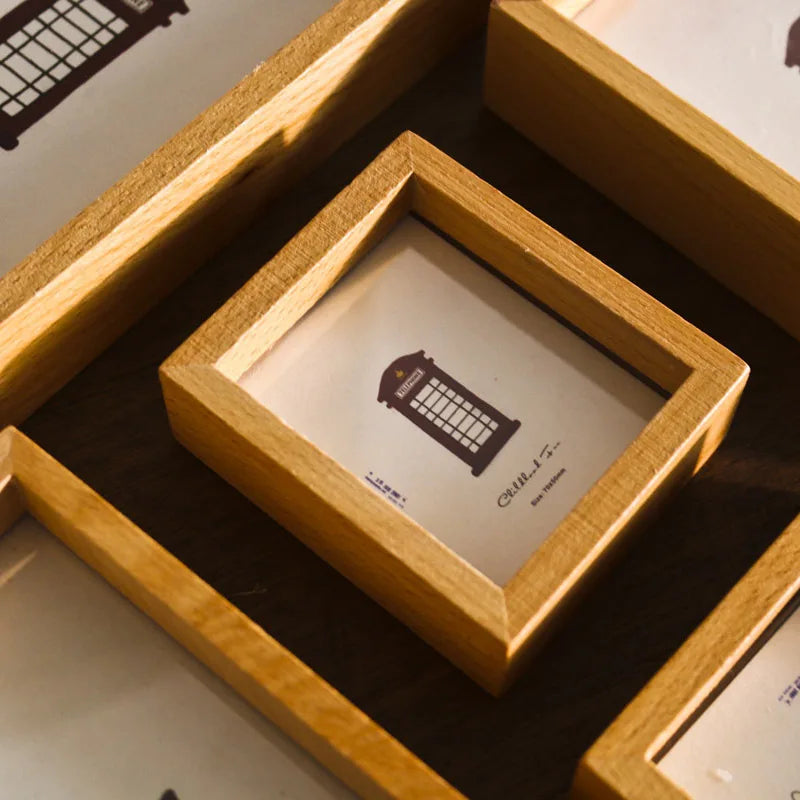 KTX-554579 Modern Solid Wood Photo Frames and Playful Shadow Box Wall Art