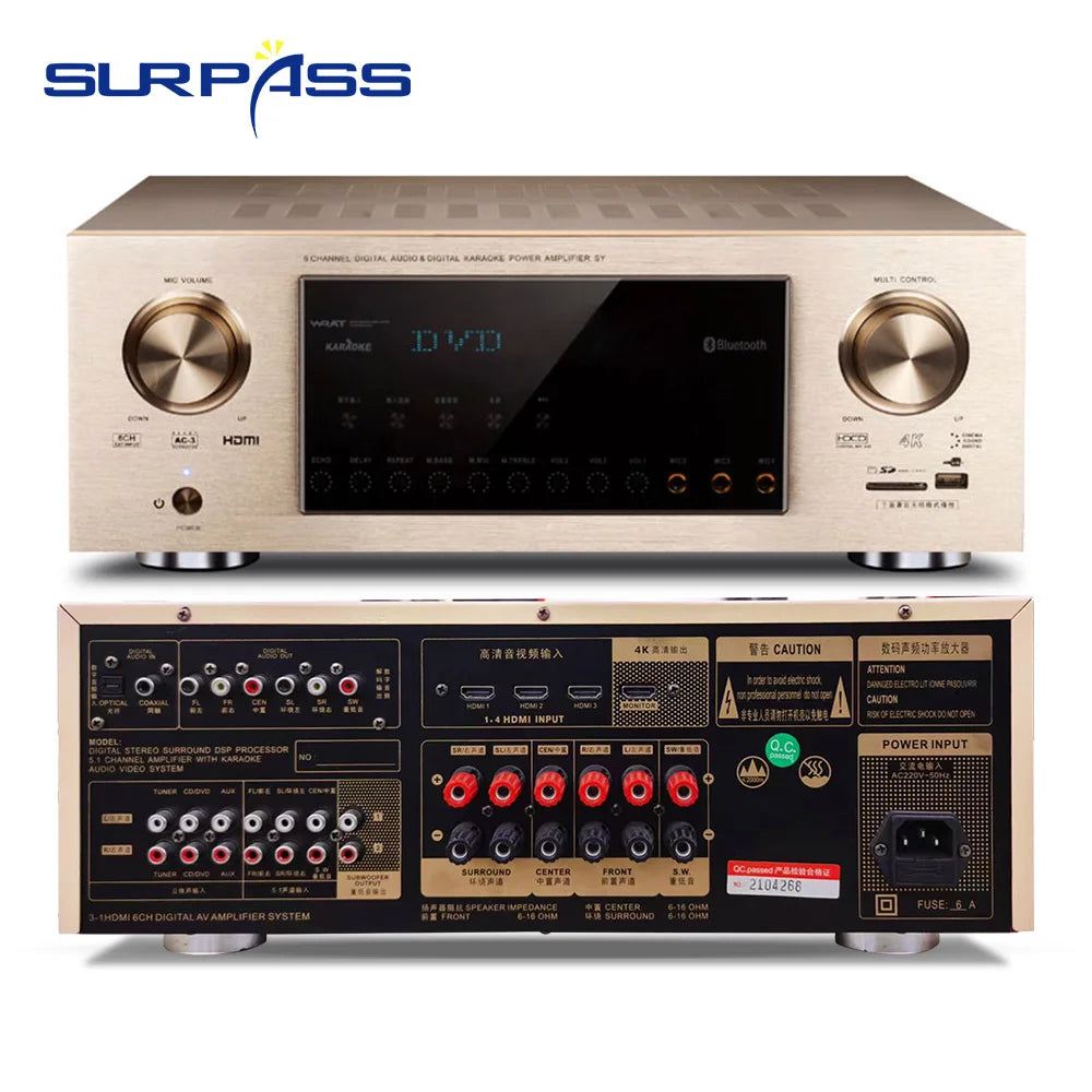 KTX-401427 5.1 Channel Home Theater Amplifier Receiver with High Power Wireless Sound System
