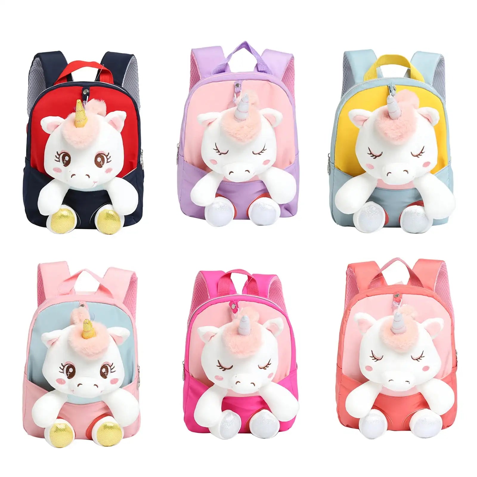 KTX-358547 Lightweight Toddler Backpack for Girls - Ideal Preschool School Bag with Stuffed Toy Features