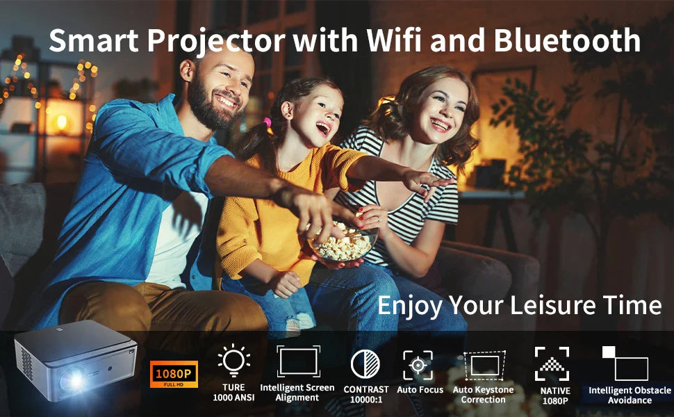 KTX-943827 Z8 Smart Projector with 800 ANSI Full HD and Android Support, Electronic Trapezoid Correction