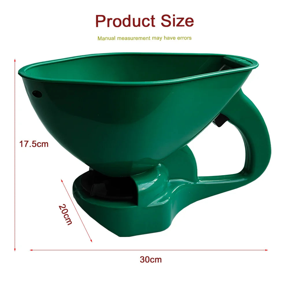 KTX-475859 Handheld 1.5L Seed and Fertilizer Spreader for Efficient Lawn and Garden Care