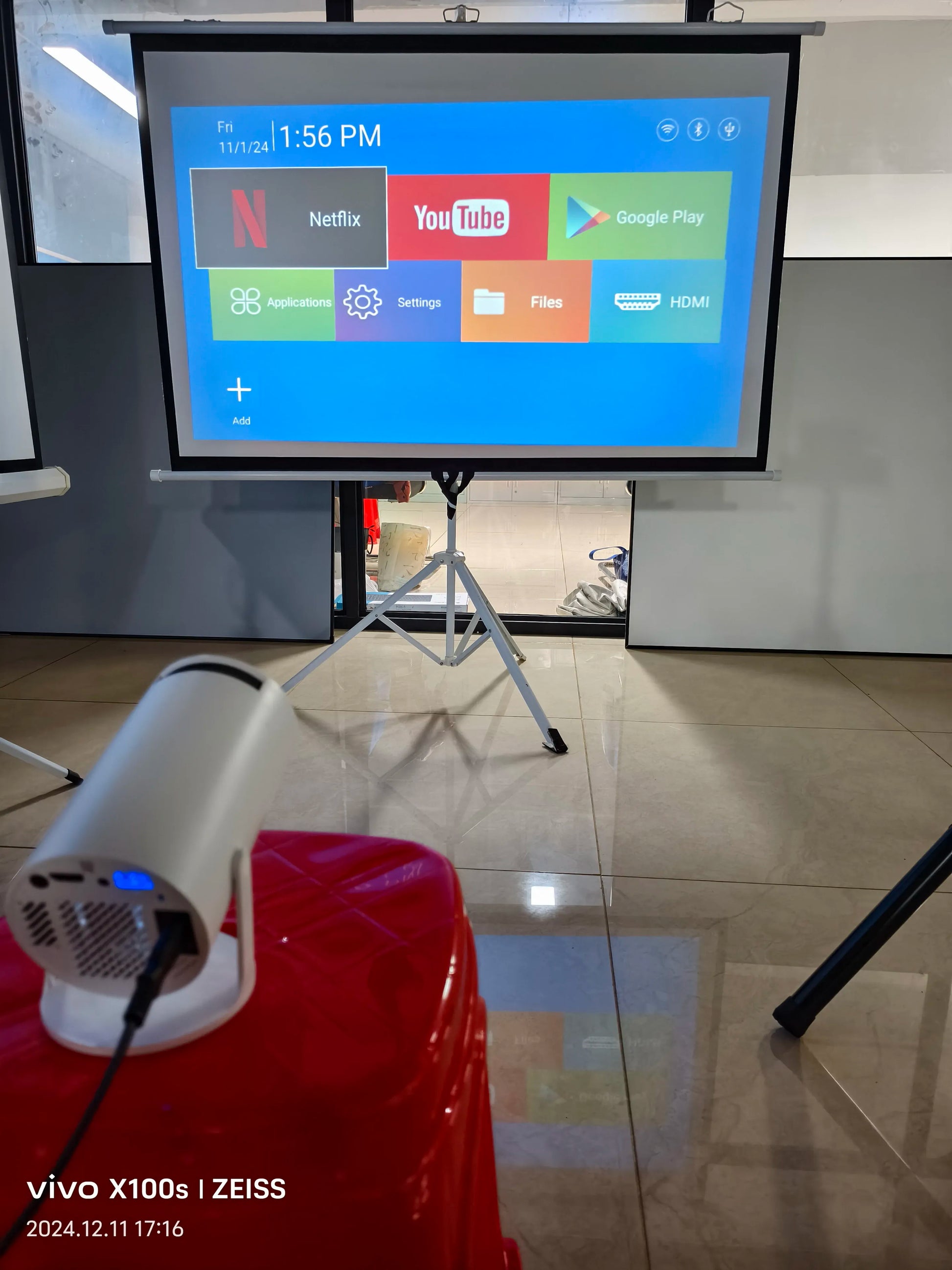 KTX-122323 Portable Mini Projector with 720p Resolution, Android 11, and Wi-Fi for Streaming Movies and Videos