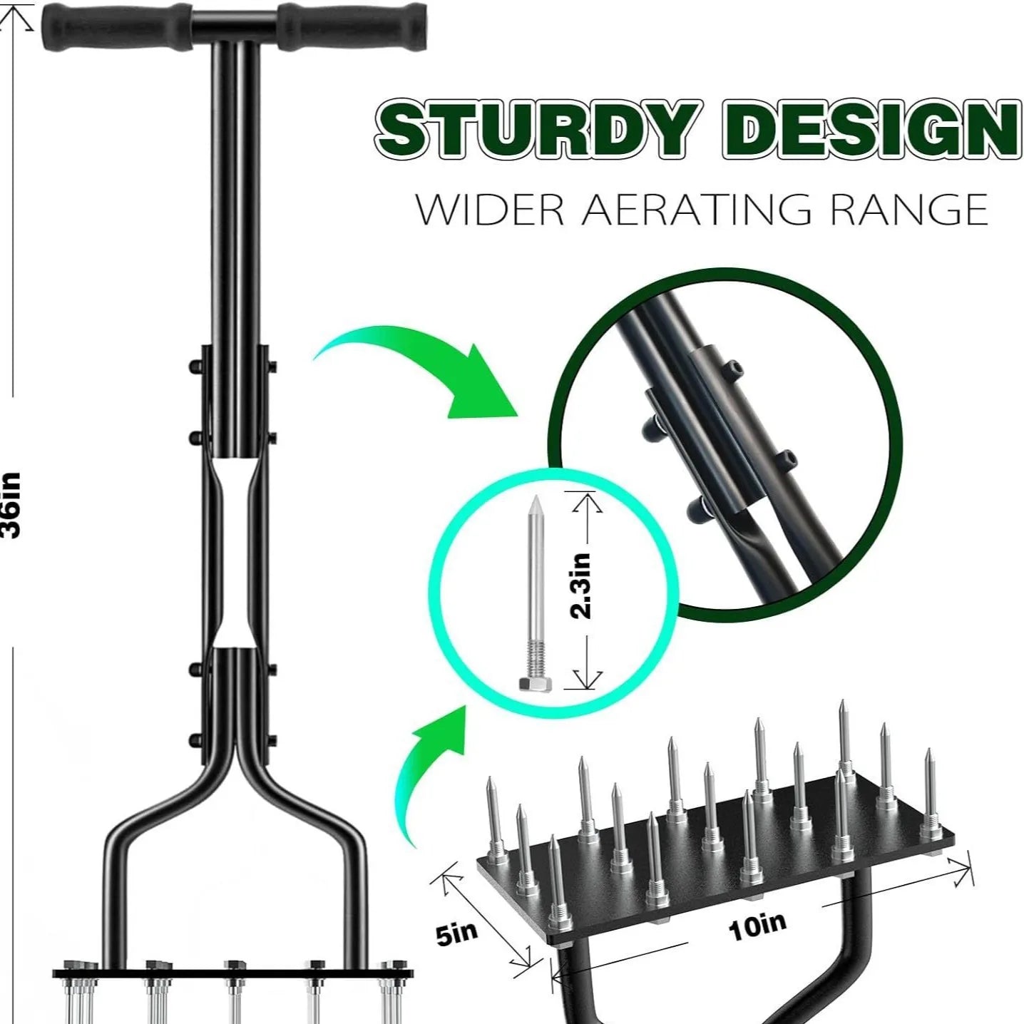 KTX-541395 Lawn Aerator with Iron Spikes for Soil Dethatching and Aeration