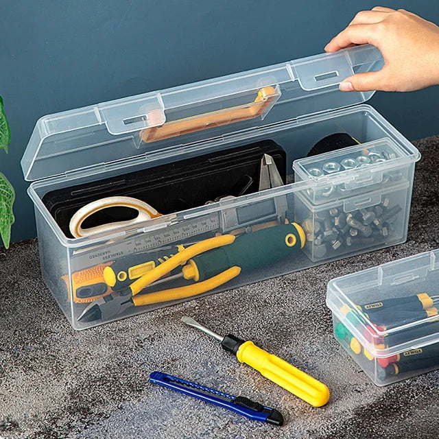 KTX-083475 Transparent Hand-held Multifunctional Tool Storage Box for Wrenches and Accessories