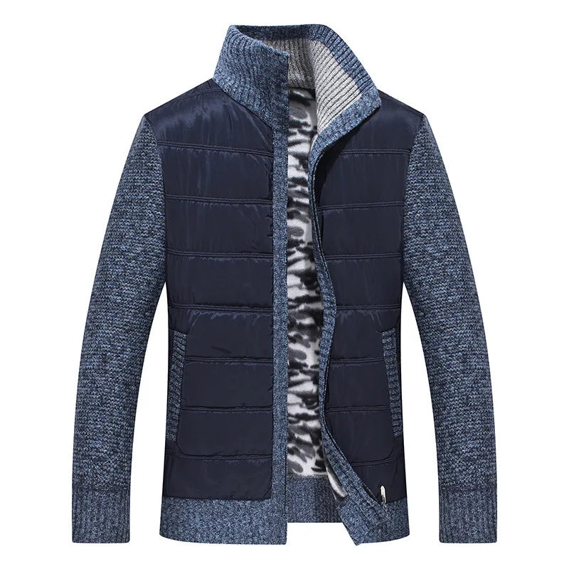 KTX-112147 Men's Customized Sweater Jacket Winter Padded Thickened Jacket Casual Standing Collar Knitted Pullover