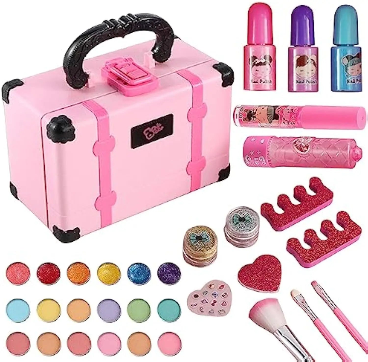 KTX-376723 Portable Makeup Kit for Kids with Real Cosmetics, Storage Case, Nail Art and Lipstick