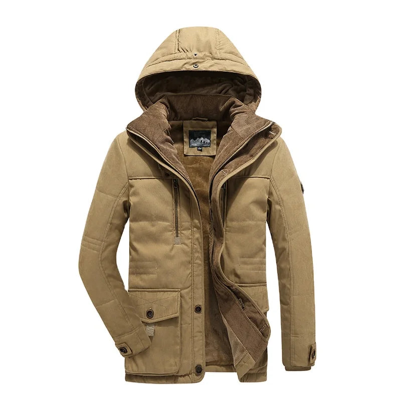 KTX-029651 Men's Jacket Sets Mens Winter Jacket CoatThickened Waterproof Canvas Coat Zipper Closure Windproof Clothing Men's Coats