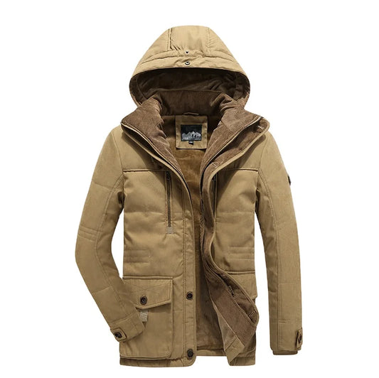 KTX-029651 Men's Jacket Sets Mens Winter Jacket CoatThickened Waterproof Canvas Coat Zipper Closure Windproof Clothing Men's Coats