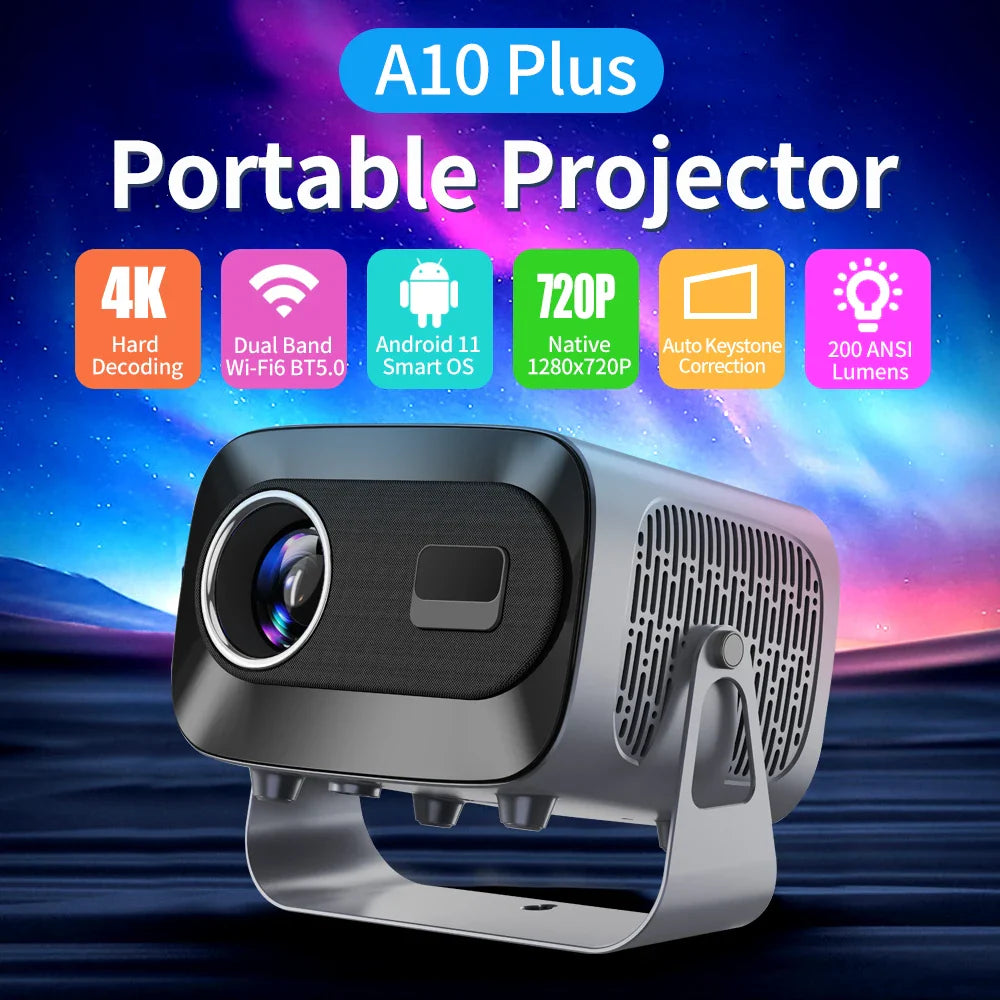 KTX-301971 1080P Full HD LCD Projector with Android 11, Wifi6, Voice Control, and LED Lamp for Home Theatre