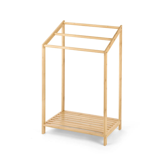KTX-809363 Natural Bamboo Free Standing Towel Rack for Bathrooms and Toilets