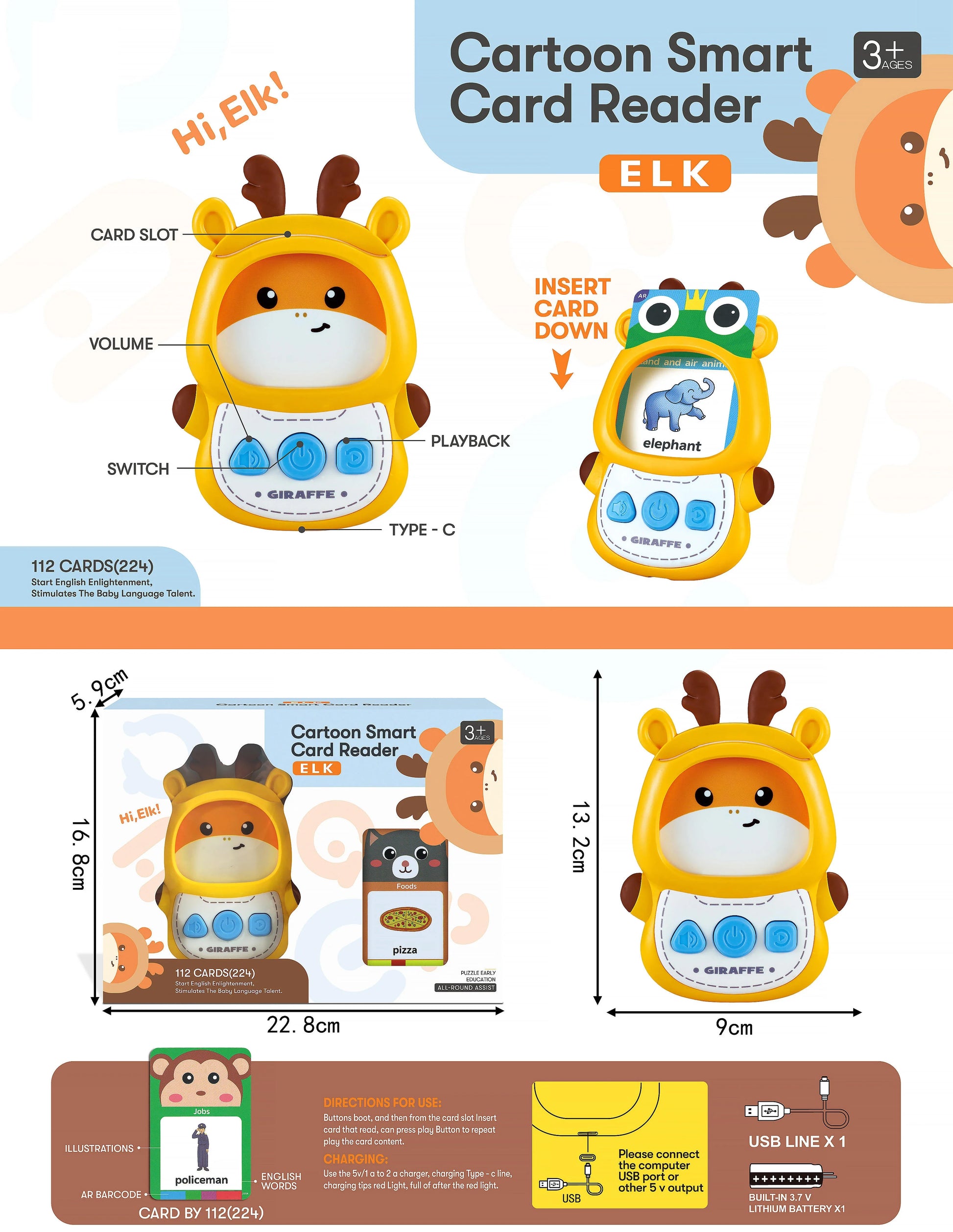 KTX-545171 Montessori Educational Talking Flash Card Learning Toy for Children