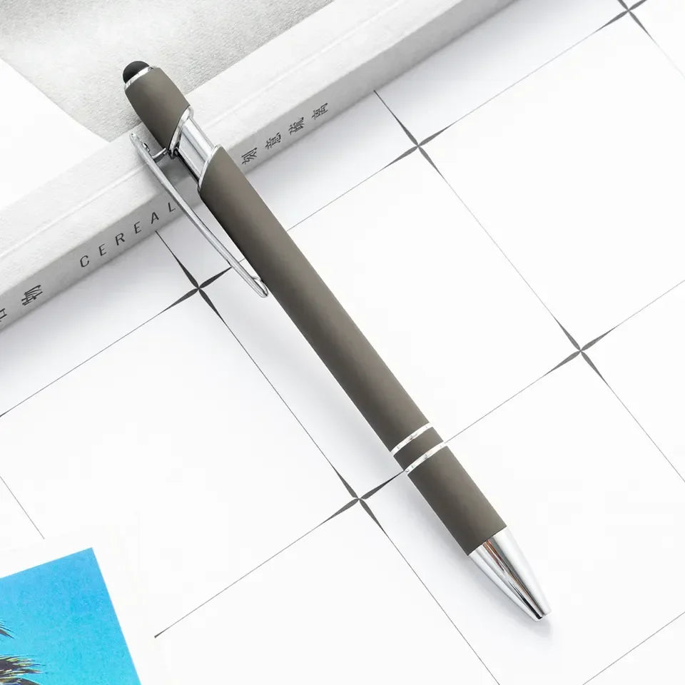 KTX-585299 Multifunctional Metal Ball Stylus Soft Touch Screen Pen 2 in 1 with Custom Logo Options