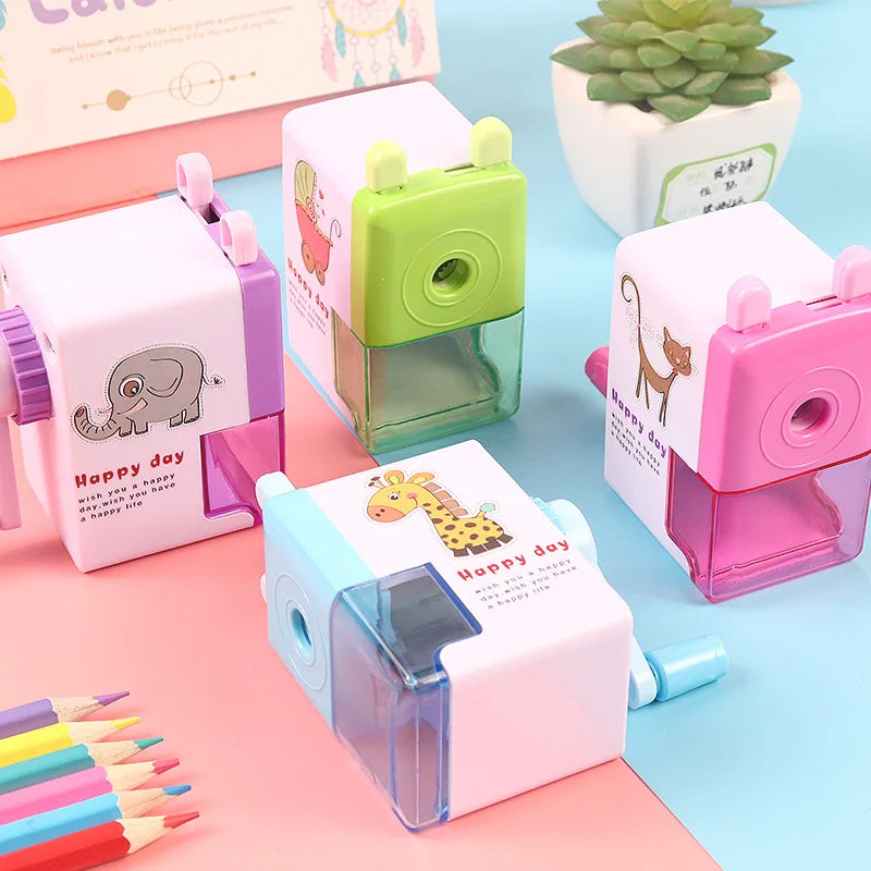 KTX-117651 Cartoon Hand Cranked Pencil Sharpener for Students - Durable, Fun, and Functional Stationery
