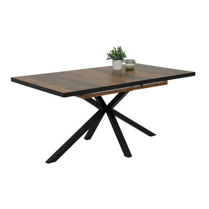 KTX-169107 Extendable Brown Wooden Dining Table for Versatile Home Dining Solutions