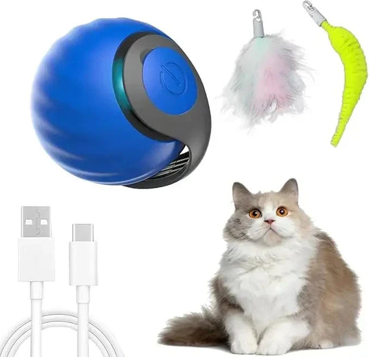 KTX-865939 Interactive Rechargeable Rolling Cat Toy Ball with Adjustable Speed for Smart Pet Training