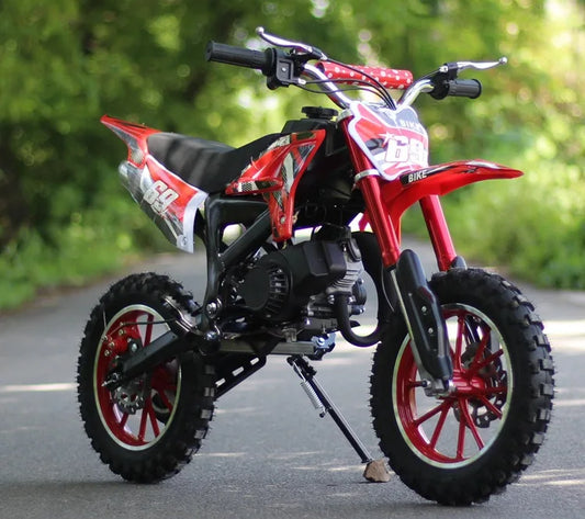 KTX-926931 49cc Mini Gas Dirt Bike - 2-Stroke Motorcycle for Teens with Max Speed 40km/h, Disc Brakes and 10-Inch Wheels