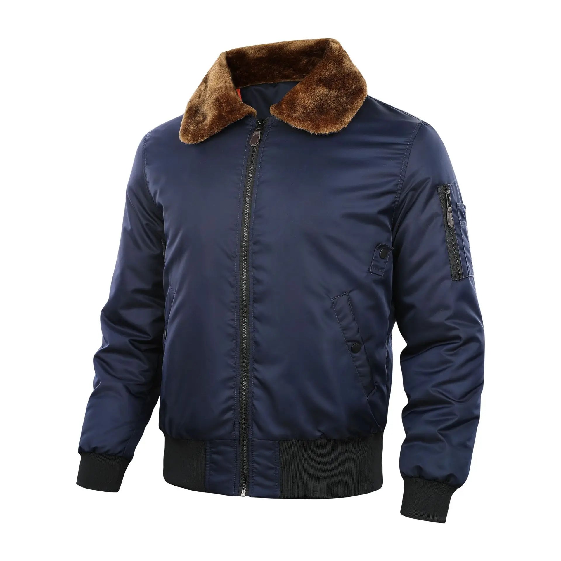 KTX-308755 Men's Retro American Flight Suit Jacket Winter Wool Collar Cotton Blouson Casual Style Zipper Closure Canvas Finished Product